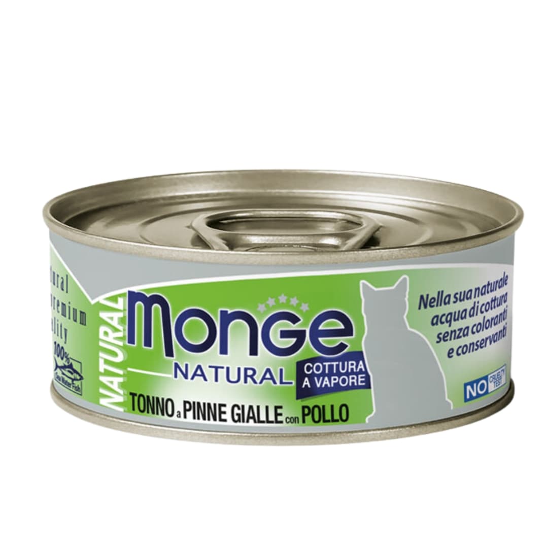 Monge Cat 80g Natural Adult Yellowfin Tuna Flakes with Chicken Wet Cat Food image 1