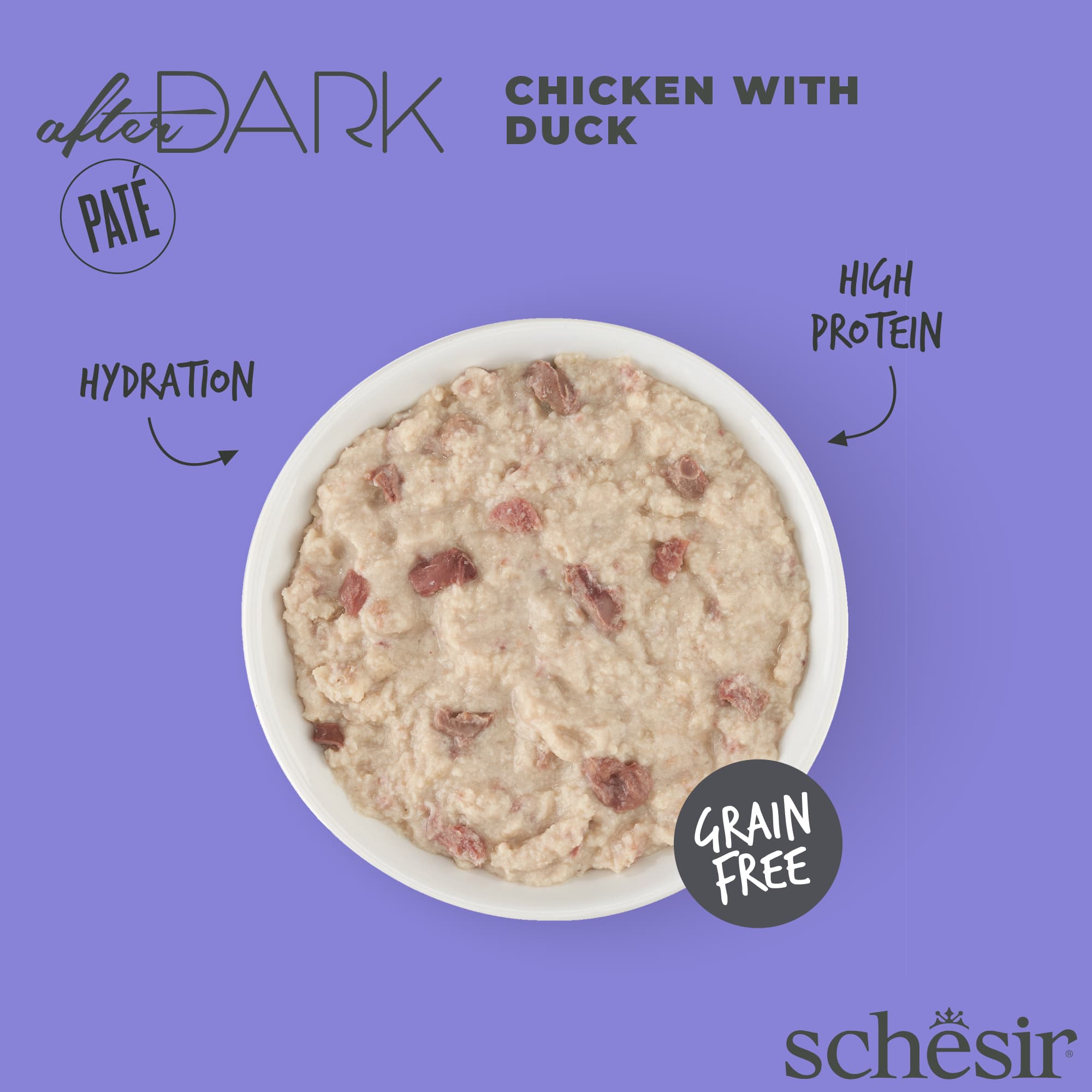 Schesir Cat After Dark Pate Canned 80g Chicken with Duck Wet Cat Food image 3
