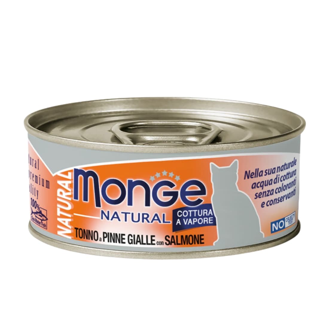 Monge Cat 80g Natural Adult Yellowfin Tuna Flakes with Salmon Wet Cat Food image 1