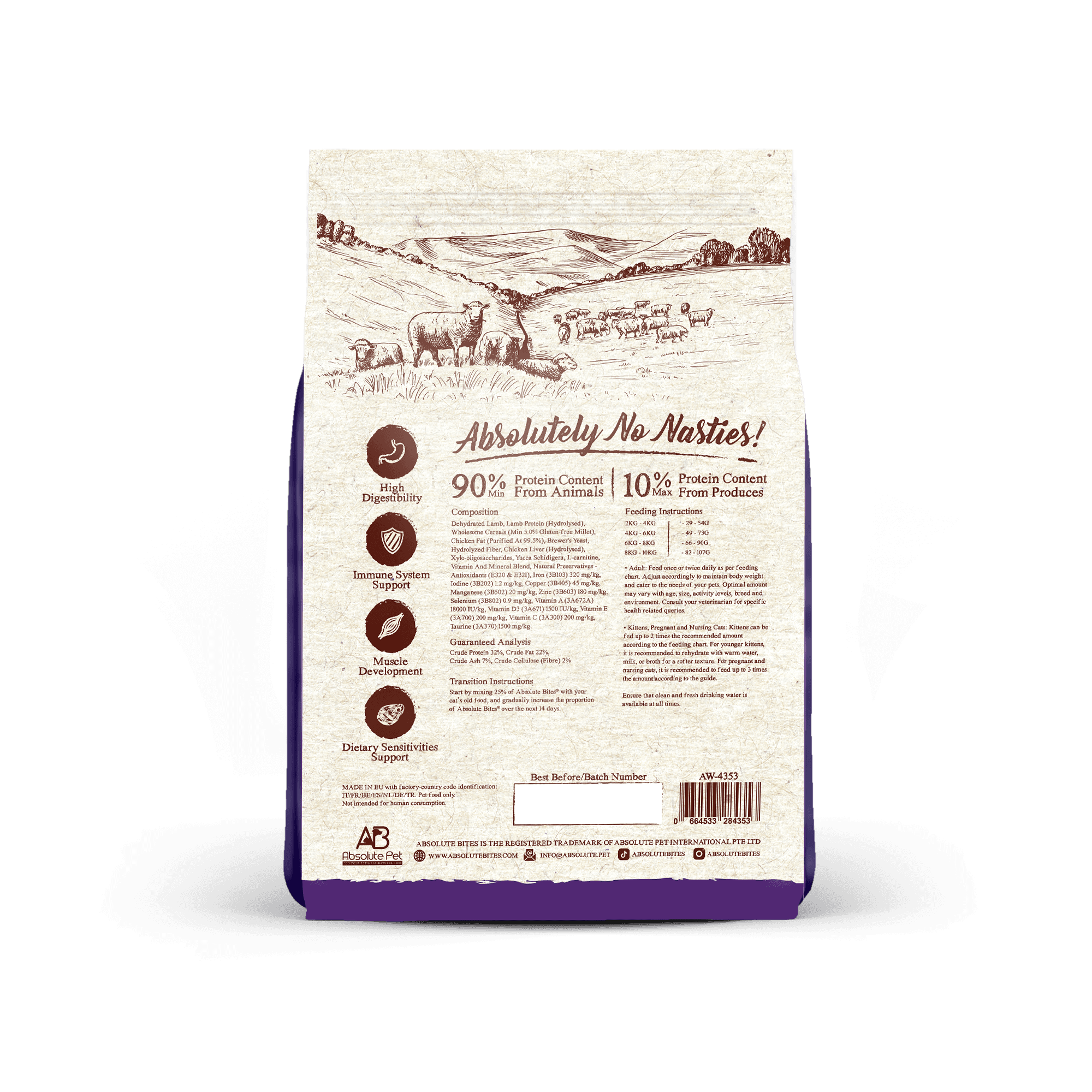 Absolute Bites Cat Wild Age 1.5kg Lamb Dry Cat Food image 2