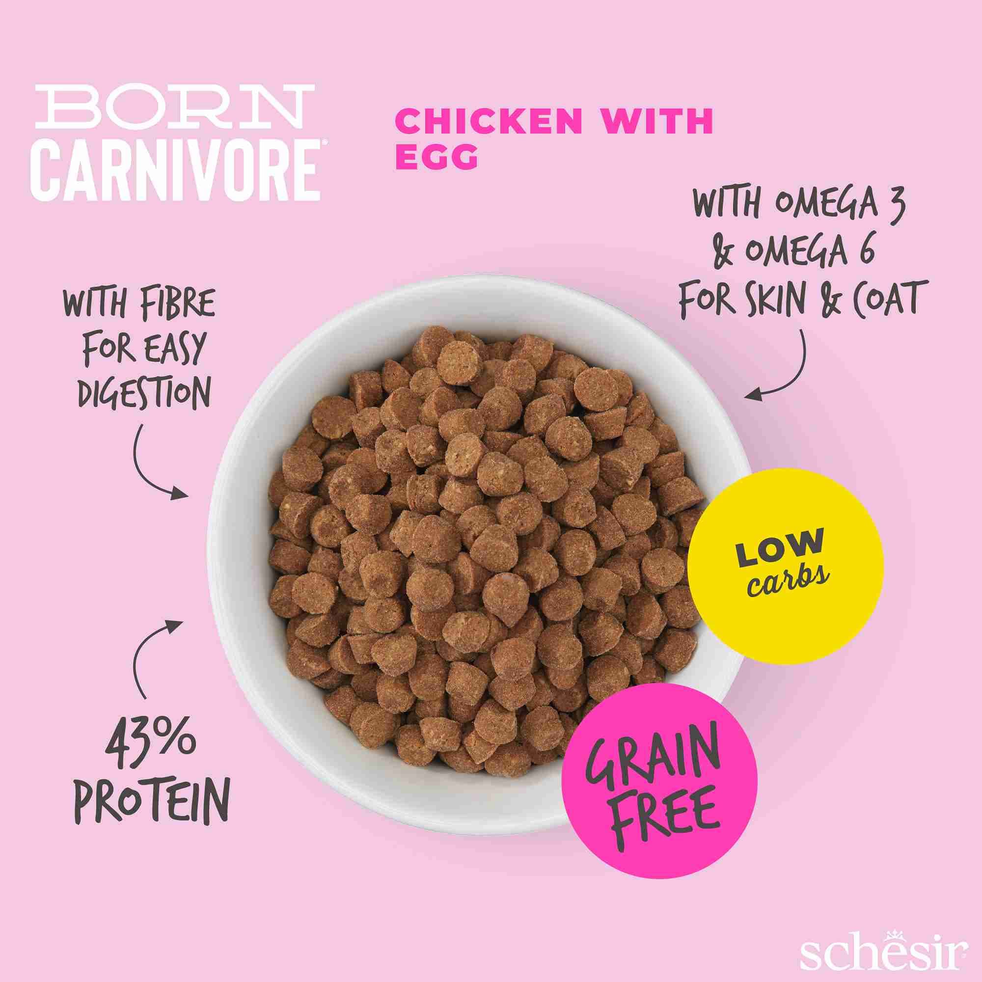 Schesir Cat 255g Born Carnivore Chicken with Egg Baby Cat Baked Dry Recipe Dry Cat Food image 3