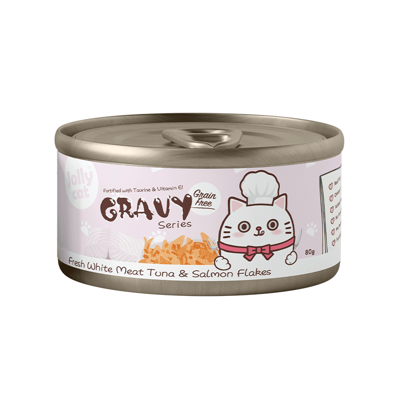 Jollycat Cat 80g Fresh White Tuna & Salmon Flakes in Gravy Wet Cat Food image 1