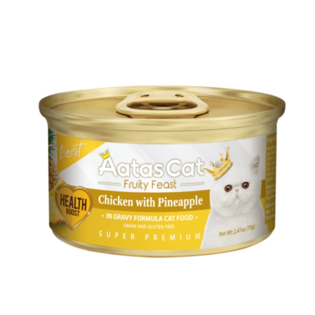 Aatas Cat 70g Finest Fruity Feast Chicken With Pineapple In Gravy Wet Canned Food image 1
