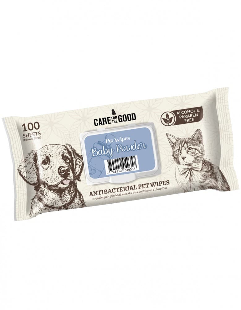 Care for the Good Antibacterial Pet Wipes Baby Powder image 1