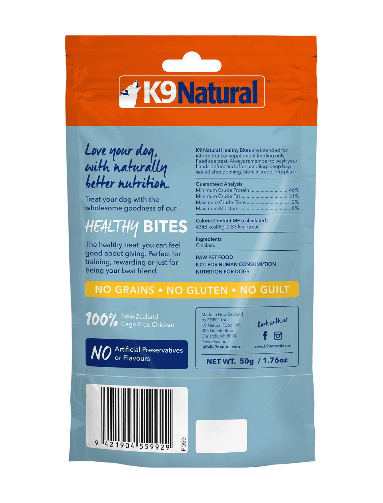 K9 Natural Dog Freeze Dried 50g Chicken Healthy Bites Dog Treats image 2