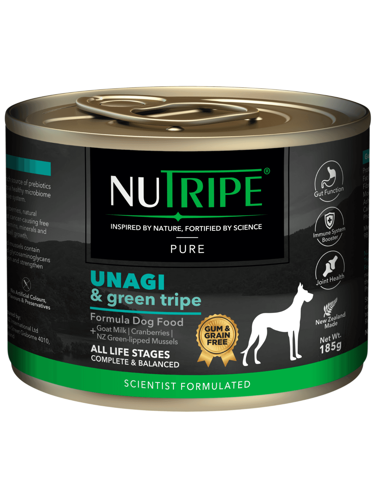 Nutripe Dog 185g Gum & Grain Free Pure Unagi & Green Tripe Dog Canned Food image 1