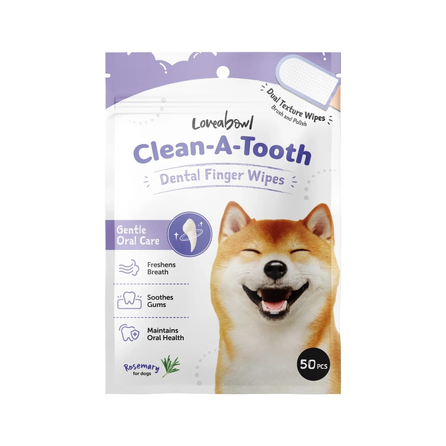 Loveabowl Dog Clean-A-Tooth 50pcs Dental Cleaning Wipes image 1