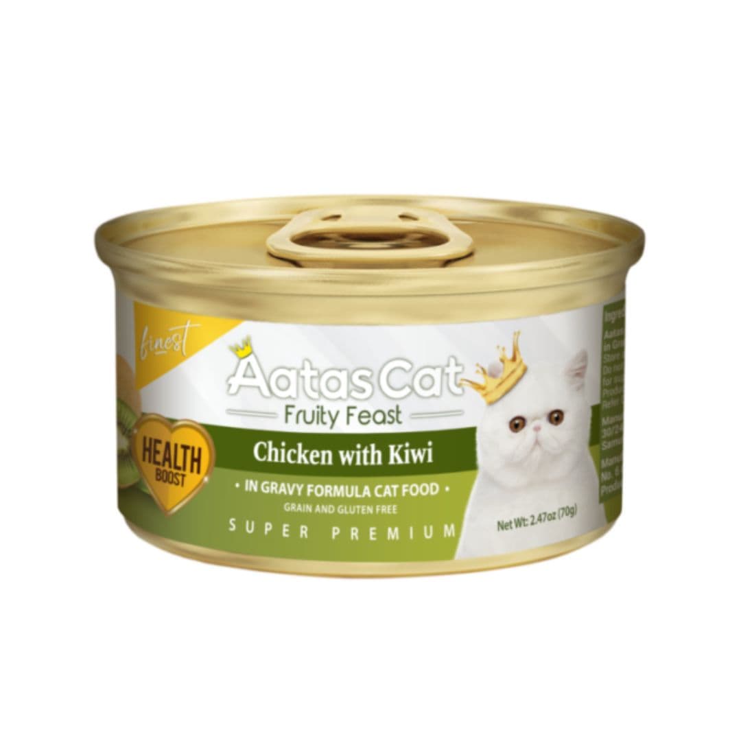 Aatas Cat 70g Finest Fruity Feast Chicken With Kiwi In Gravy Wet Canned Food image 1