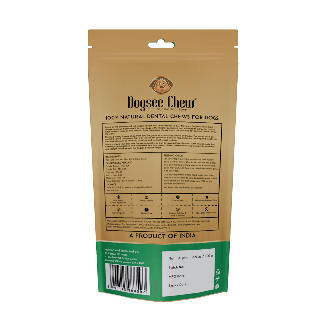 Dogsee Chew Dog 100g Mint Medium Bars Dog Treat image 2