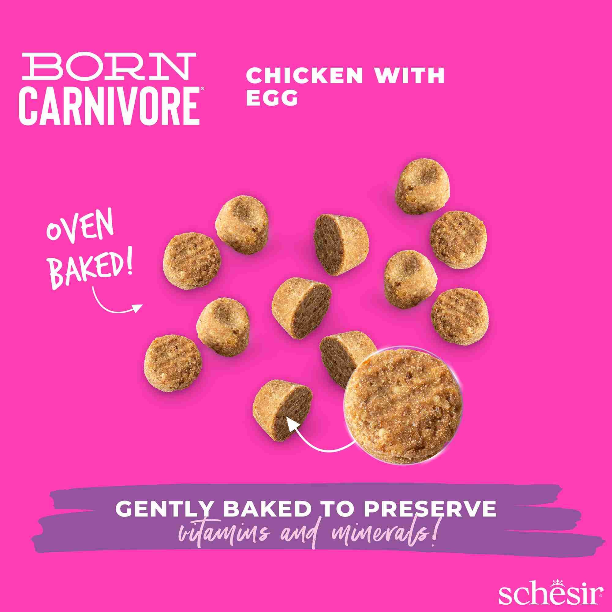 Schesir Cat 255g Born Carnivore Chicken with Egg Baby Cat Baked Dry Recipe Dry Cat Food image 4