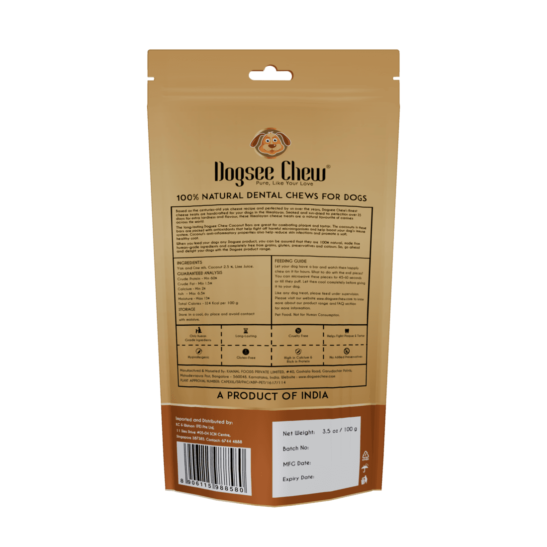 Dogsee Chew Dog 100g Coconut Medium Bars Dog Treat image 2
