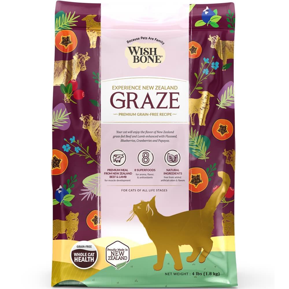 Wishbone Cat 4lb Graze Beef & Lamb Grain Free Whole Pet Health w/8 Superfoods Dry Cat Food image 1