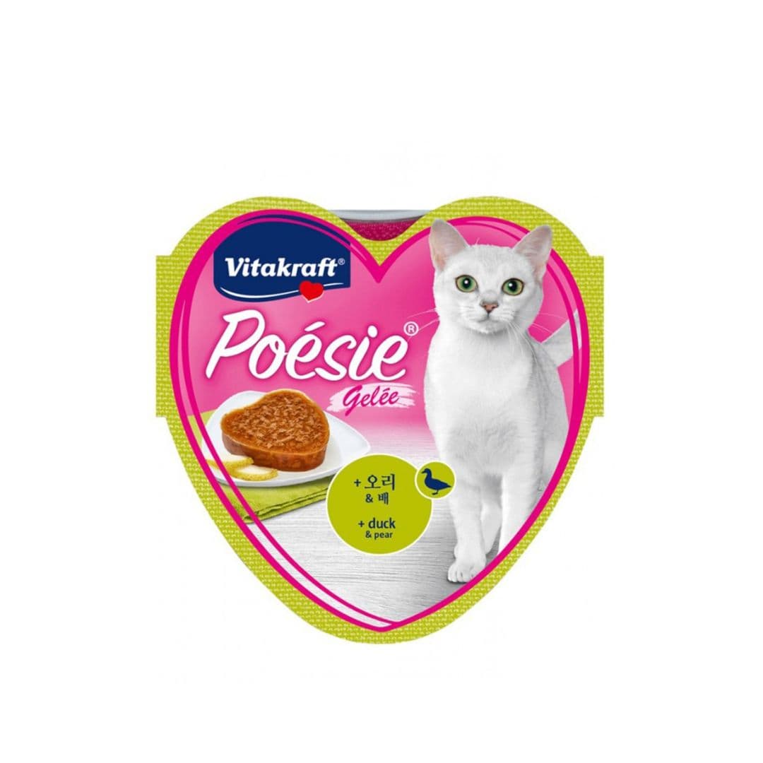 Vitakraft Cat 85g Poesie Hearts Duck & Pear in Jelly Tray Wet Food image 1