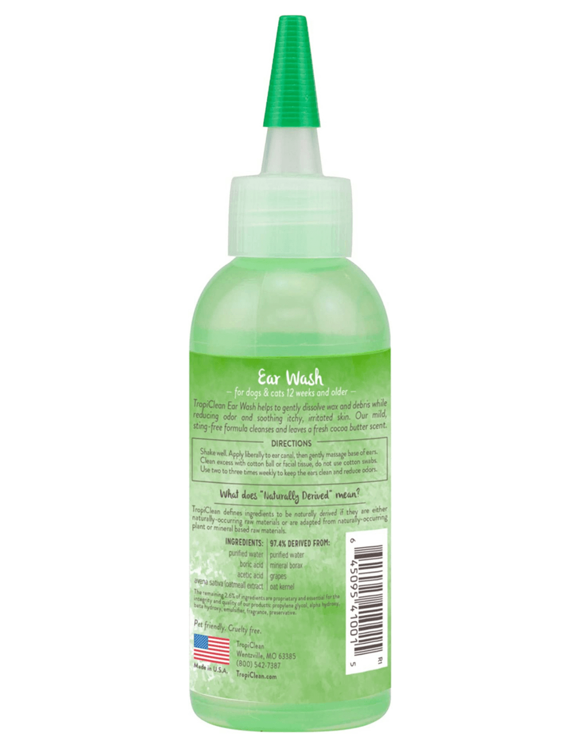Tropiclean Alcohol Free Pet Ear Wash 118ml Cocoa Butter image 2