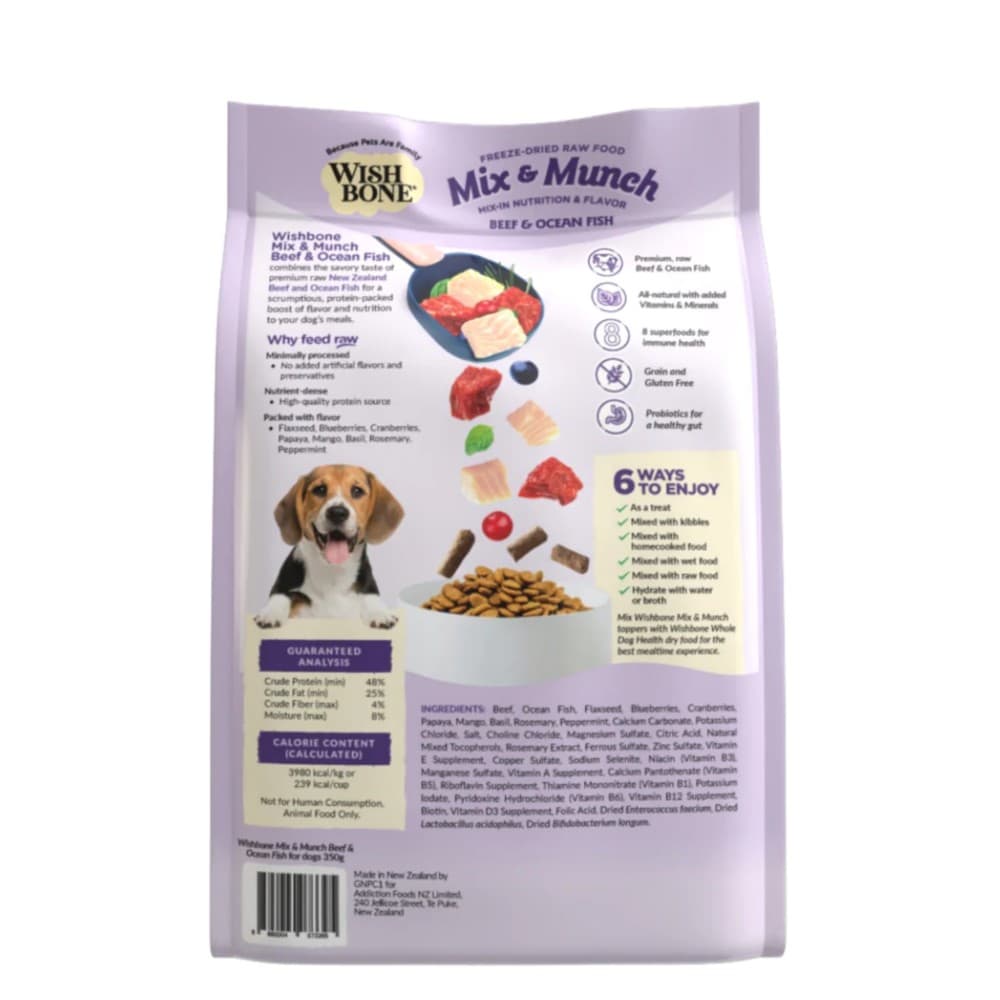 Wishbone Dog 350g Mix & Munch Beef & Ocean Fish Grain-Free Freeze-Dried Raw Food Dog Food Topper image 5