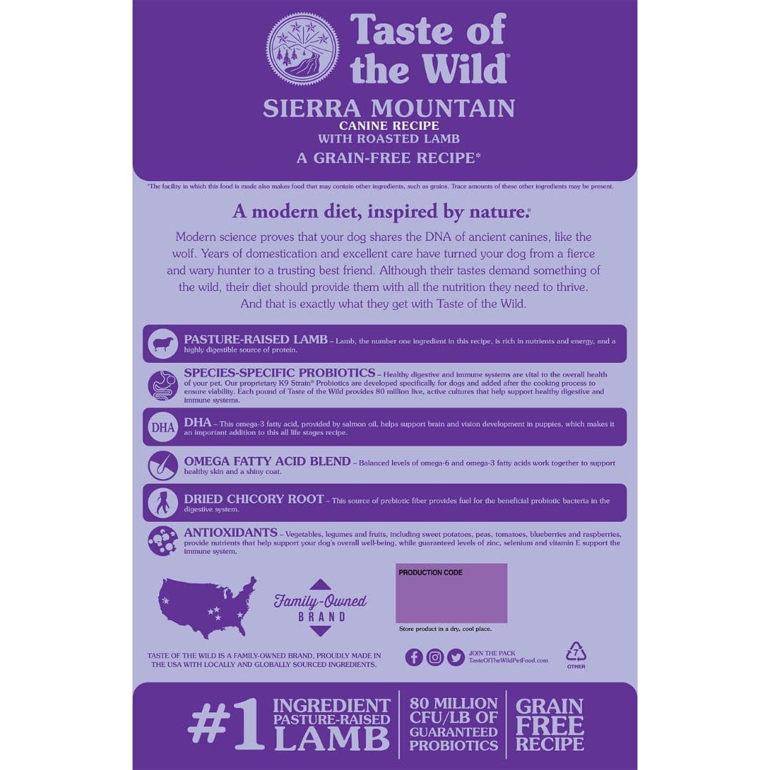 Taste of the Wild Dog 12.2kg Sierra Mountain Roasted Lamb Dry Dog Food image 2
