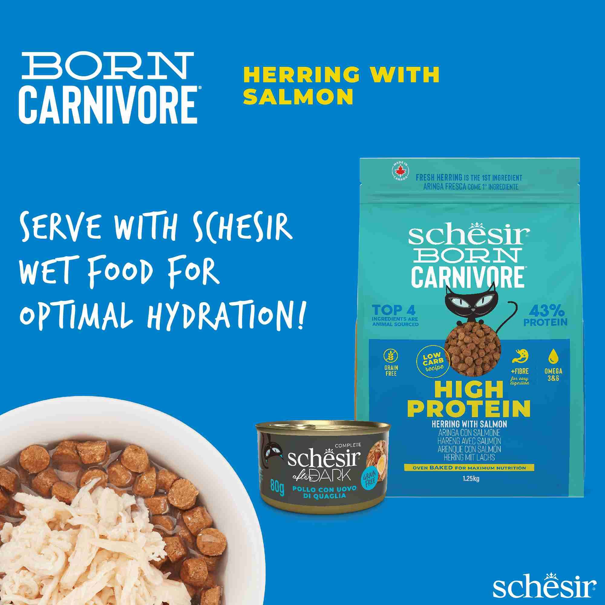 Schesir Cat 255g Born Carnivore Herring with Salmon Baked Dry Recipe Dry Cat Food image 7