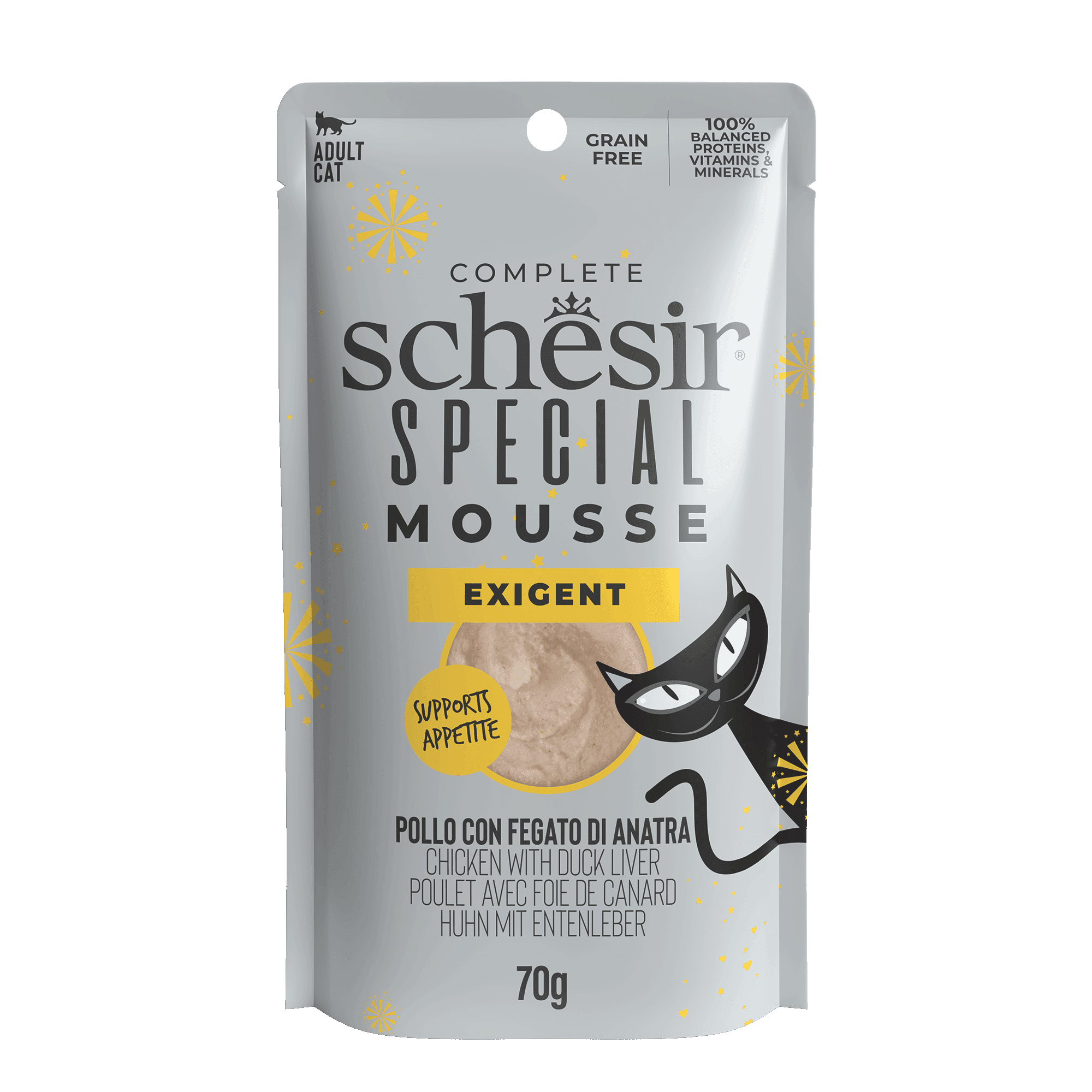 Schesir Cat Special Mousse 70g Exigent Chicken with Duck Liver Pouch Wet Cat Food image 1