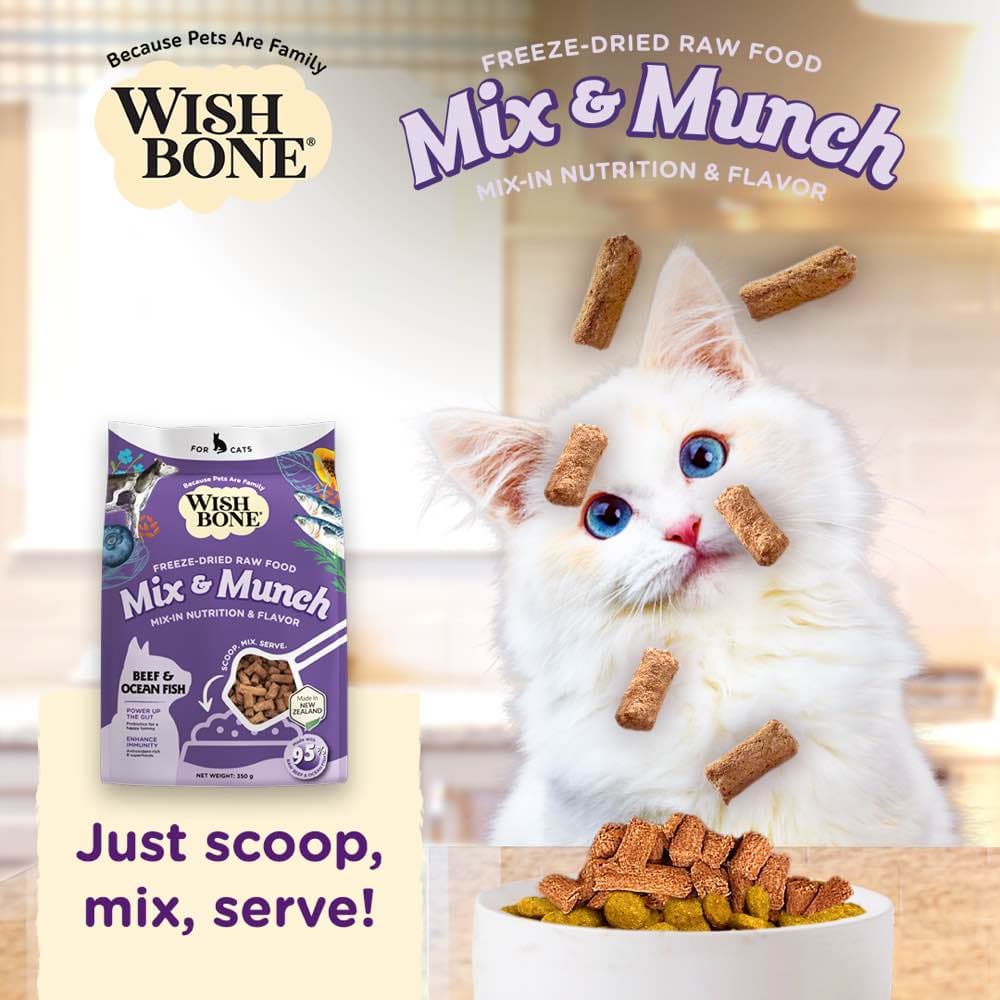 Wishbone Cat 350g Mix & Munch Beef and Ocean Fish Freeze Dried Raw Cat Food image 7