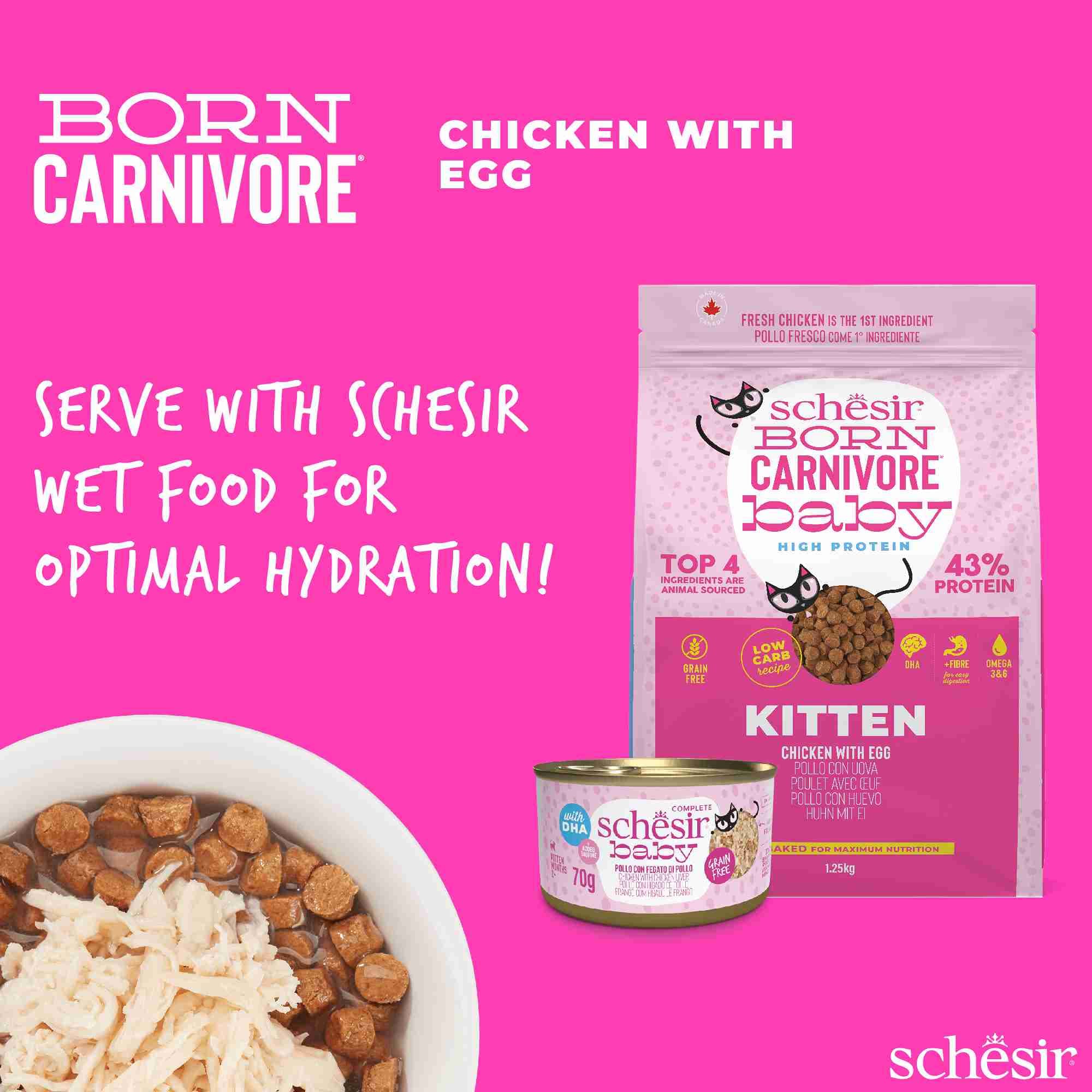Schesir Cat 255g Born Carnivore Chicken with Egg Baby Cat Baked Dry Recipe Dry Cat Food image 7