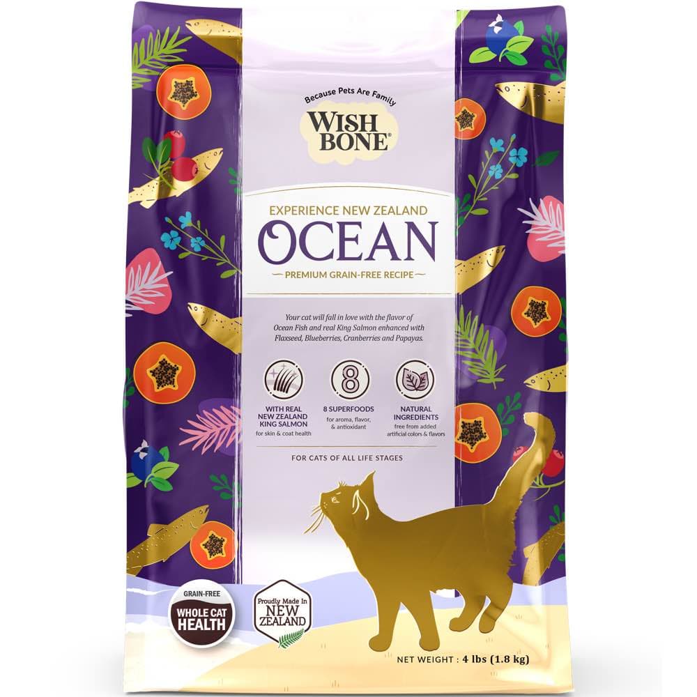 Wishbone Cat 4lb Ocean King Salmon Whole Pet Health w/8 Superfoods Dry Cat Food image 1
