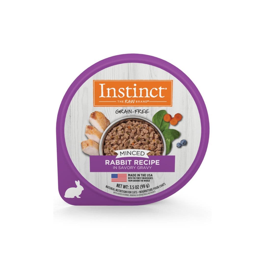 Instinct Grain Free Minced Cups Cat 3.5oz Recipe with Real Rabbit Wet Cat Food *Contain Pork image 1