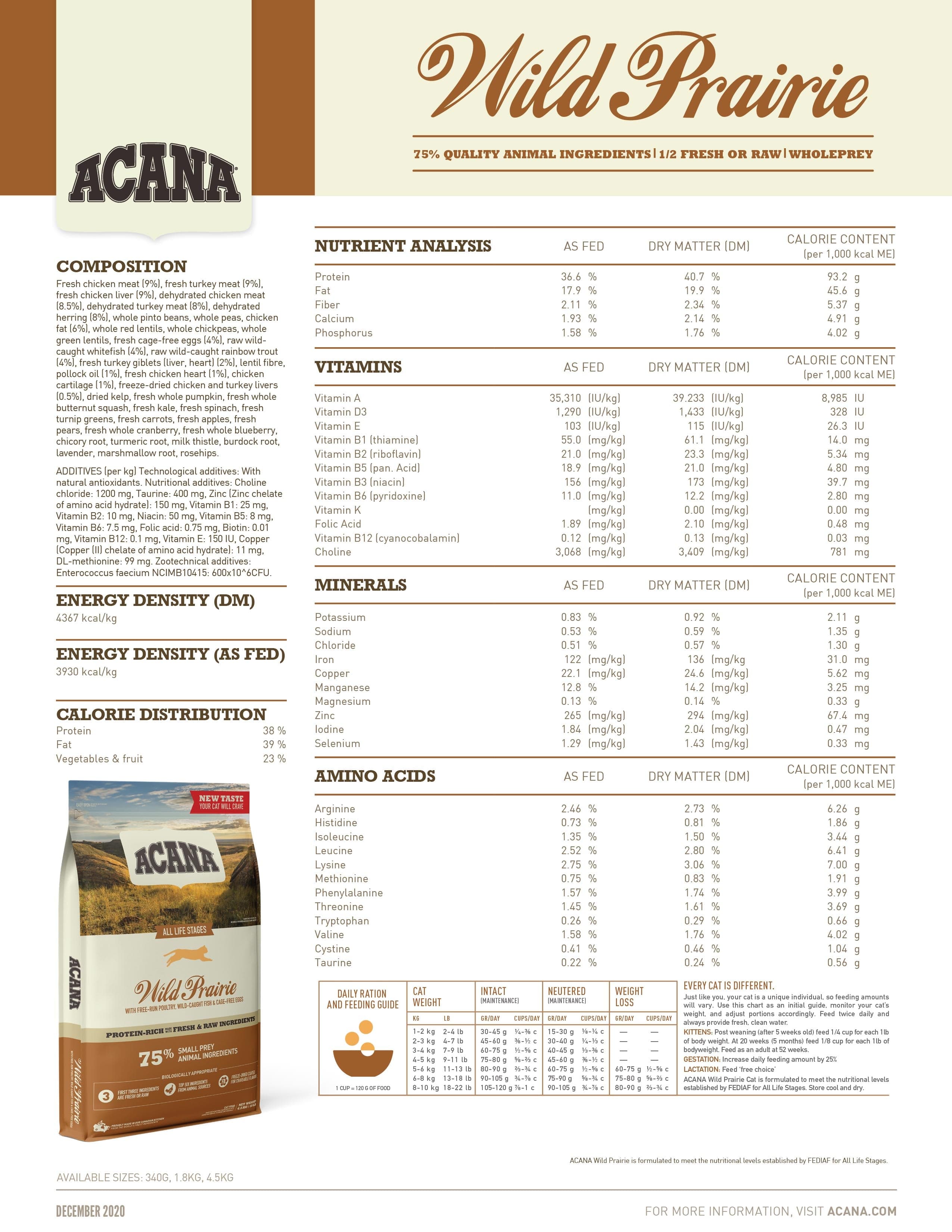 Acana Cat Regionals 340g Wild Prairie Dry Cat Food image 4