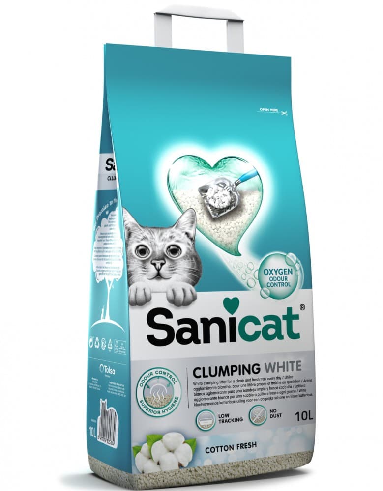 Sanicat 10L Clumping White Cotton Fresh Bentonite Cat Litter image 1