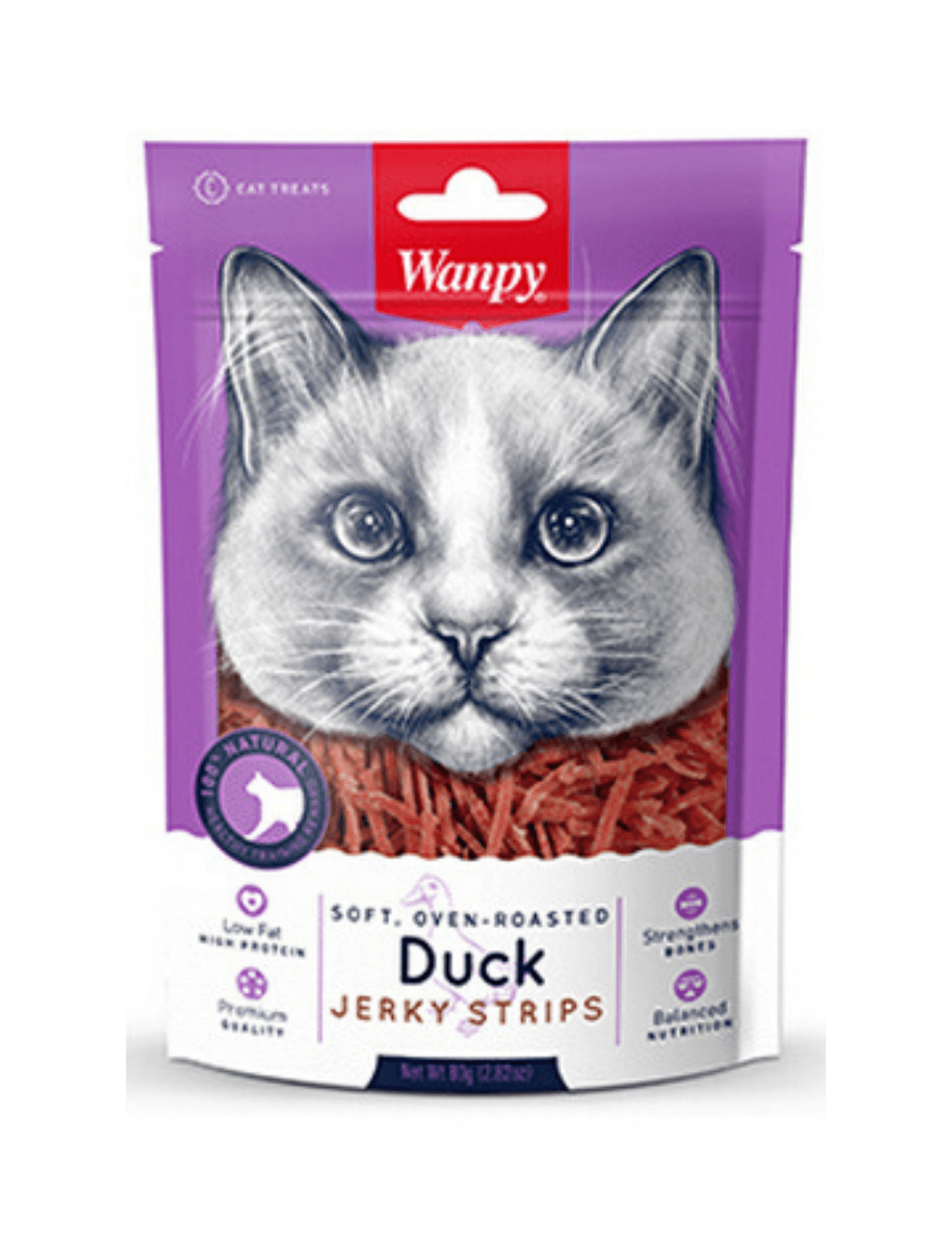 Wanpy Oven Roasted Duck Strips Cat Treats 80g image 1