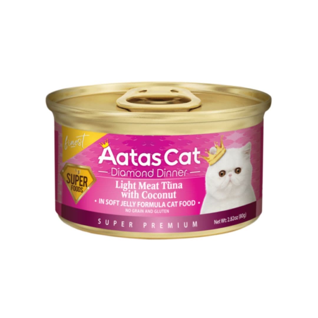 Aatas Cat 80g Finest Diamond Dinner Tuna White Meat With Coconut Wet Canned Food image 1