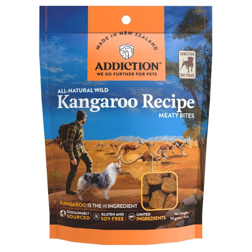 Addiction Meaty Bites Kangaroo - New Zealand Kangaroo All Life Stages 113g image 1