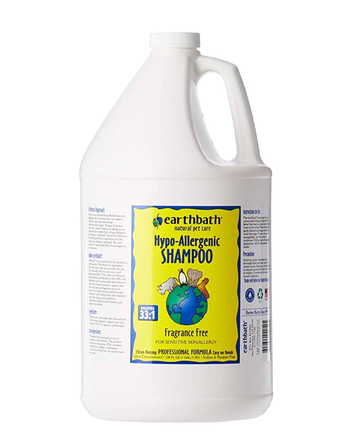 Earthbath 1 gallon Hypoallergenic Fragrance Free Pet Shampoo (3.8ltr) image 3