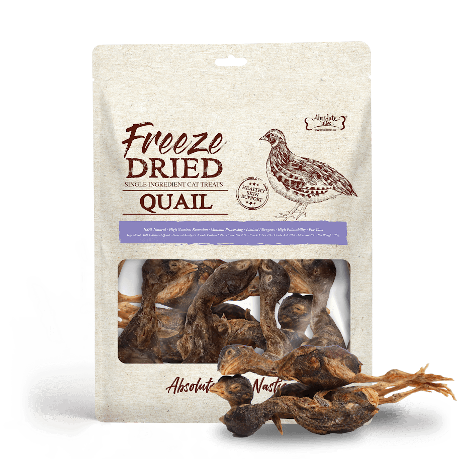 Absolute Bites Single Ingredient Freeze Dried Cat Treat Quail 25g image 1