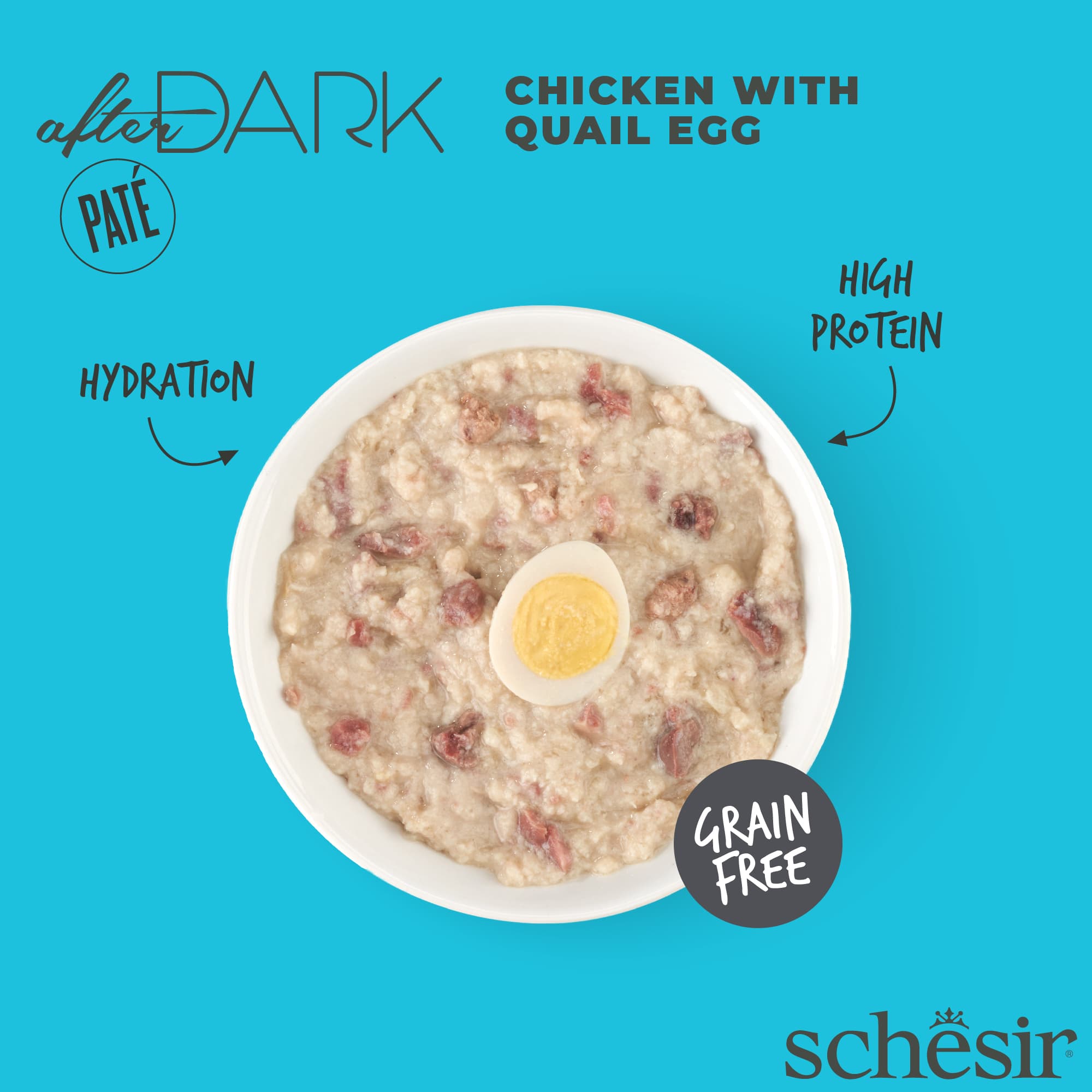 Schesir Cat After Dark Pate Canned 80g Chicken with Quail Egg Wet Cat Food image 3