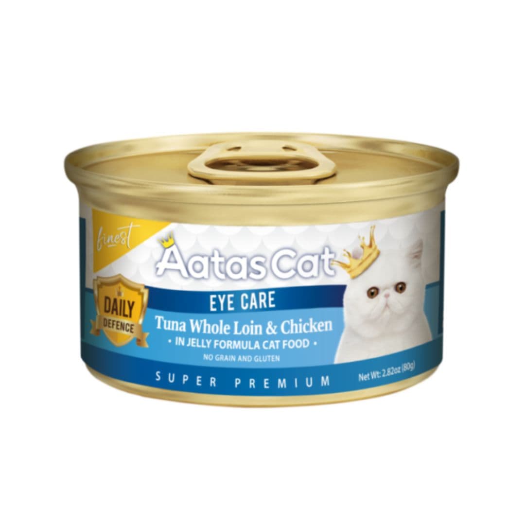 Aatas Cat 80g Finest Daily Defence Tuna Whole Loin & Chicken In Jelly Eye Care Wet Canned Food image 1