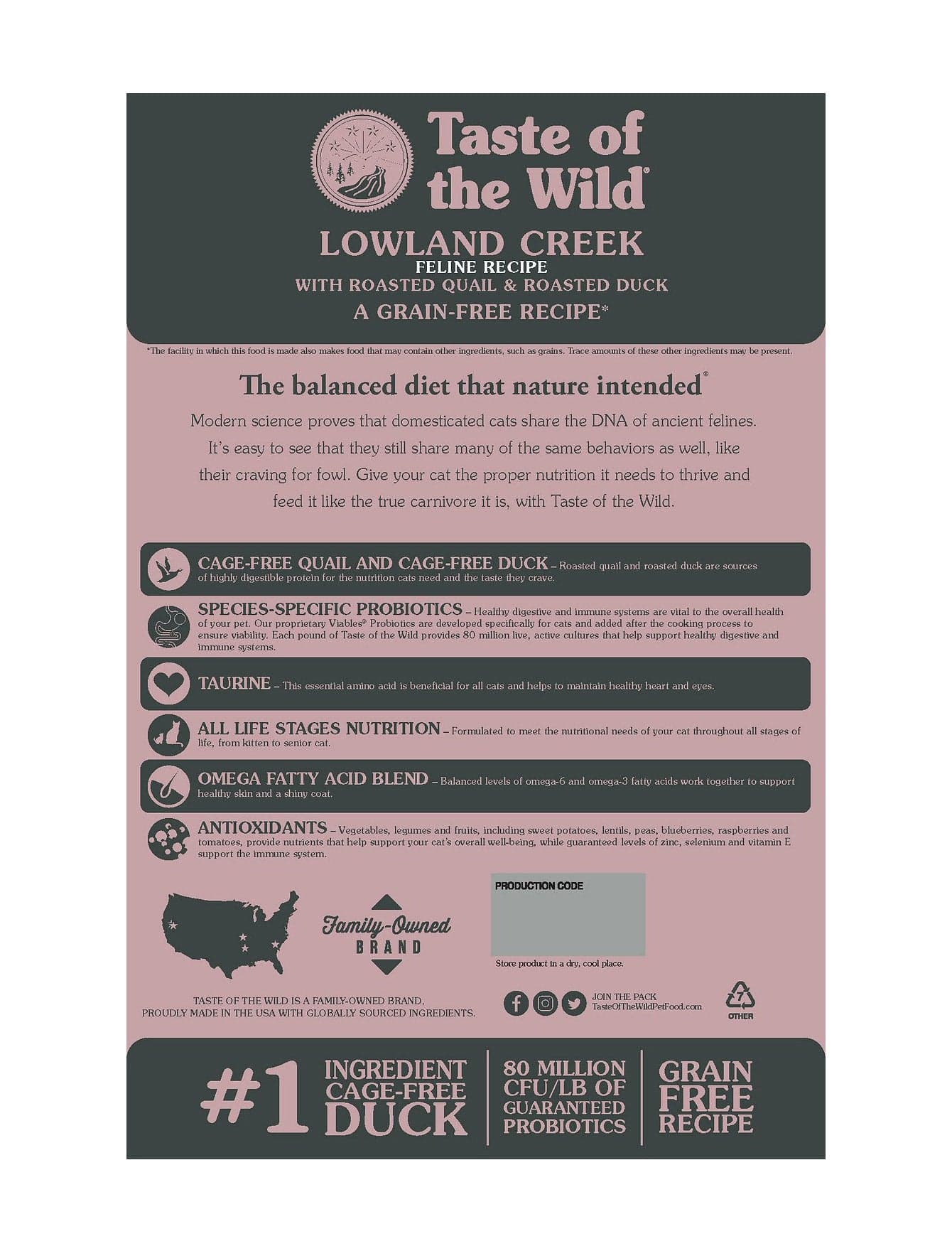 Taste of the Wild Cat 6.6kg Lowland Creek Roasted Quail & Roasted Duck Dry Cat Food image 2