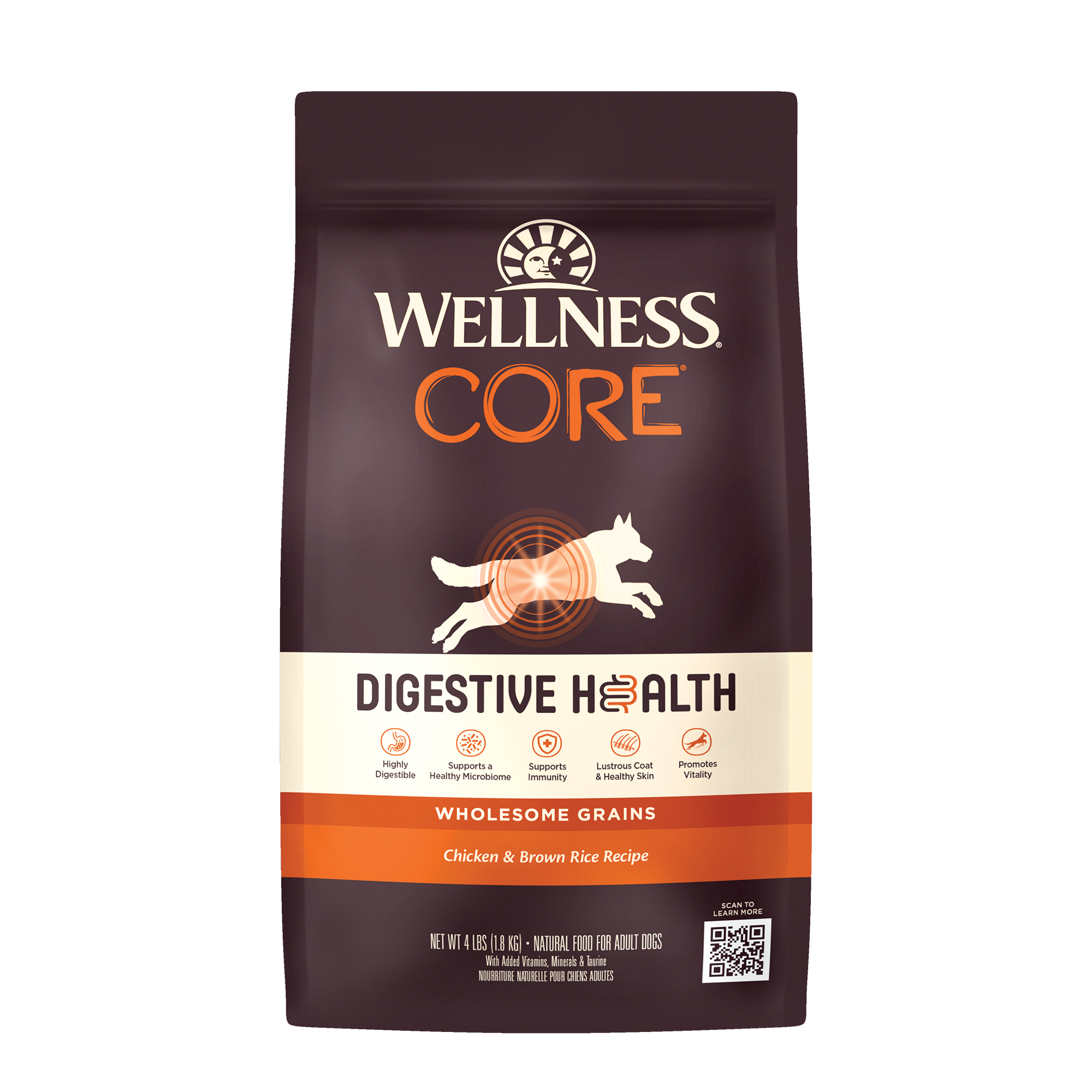 Wellness Core Dog 1.8kg (4lb) Digestive Health Chicken & Brown Rice Recipe Dry Dog Food