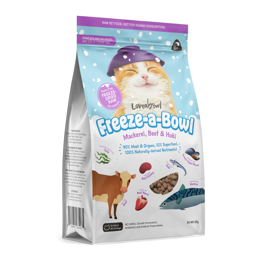 Loveabowl Cat Freeze A Bowl Mackerel, Beef & Hoki Dry Cat Food