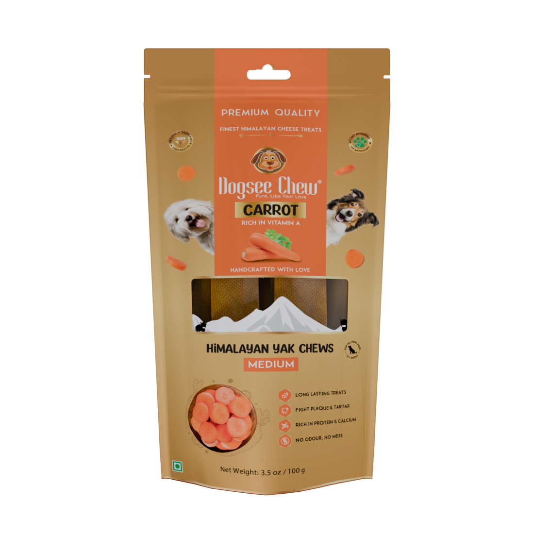 (exp: Jun 2027) Dogsee Chew Dog 100g Carrot Medium Bars Dog Treat