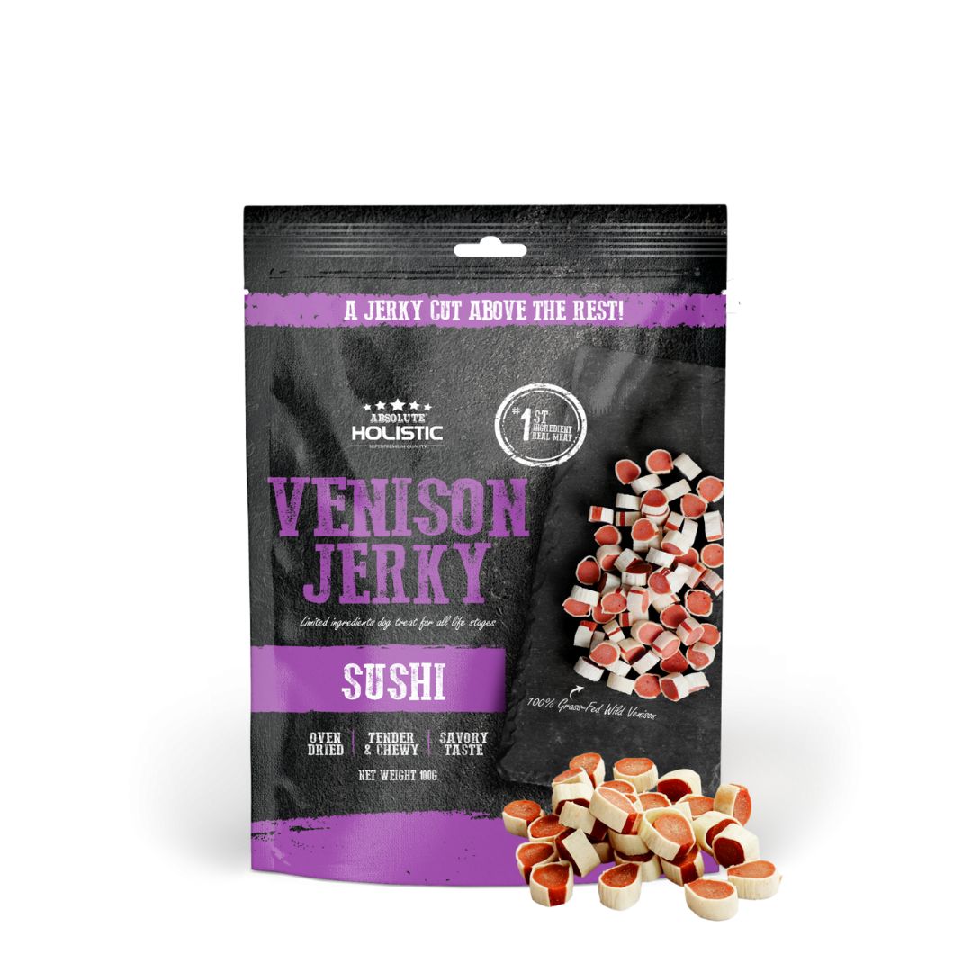 (exp: 25 Feb 2027) Absolute Holistic Dog 100g Jerky Venison Sushi Dog Treat