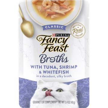 (exp: Mar'2027) Fancy Feast Cat 40g Broths Classic Tuna, Shrimp & Whitefish Wet Cat Food