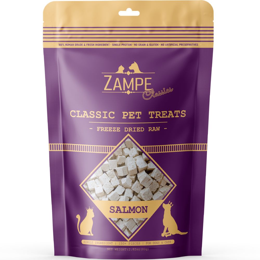(exp: 27 Oct 2025) Zampe 80g Freeze Dried Salmon Meat Raw Treats For Dogs & Cats