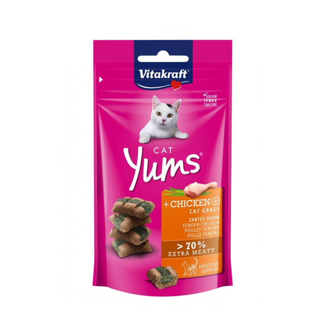 (exp: July'2026) Vitakraft Cat 40g Yums Chicken & Cat Grass Cat Treats