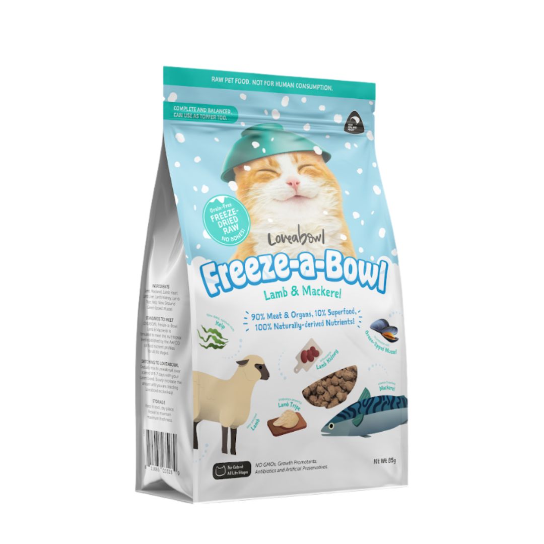 (exp: 27 Apr 2026) Loveabowl Cat Freeze A Bowl 85g Lamb & Mackerel Dry Cat Food