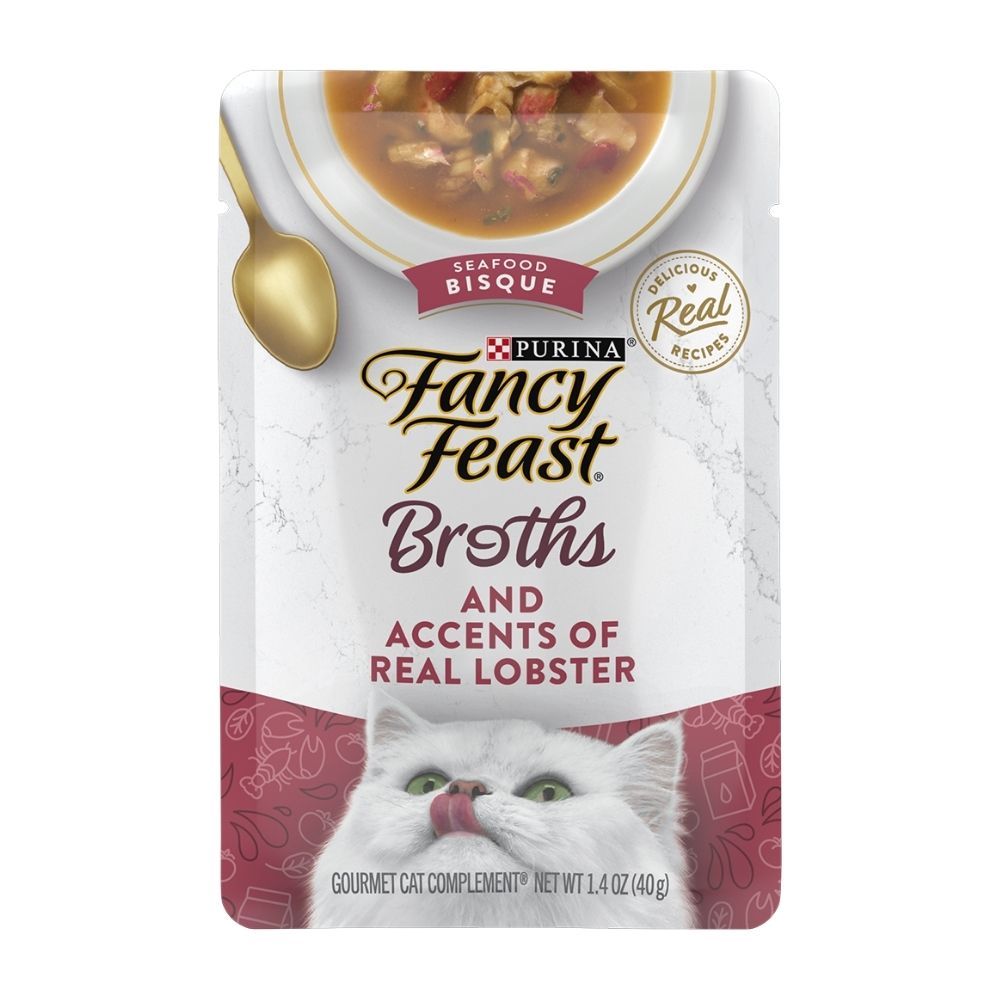 (exp: Oct'2026) Fancy Feast Cat 40g Seafood Bisque Broth And Accents Of Real Lobster Pouch Wet Cat Food