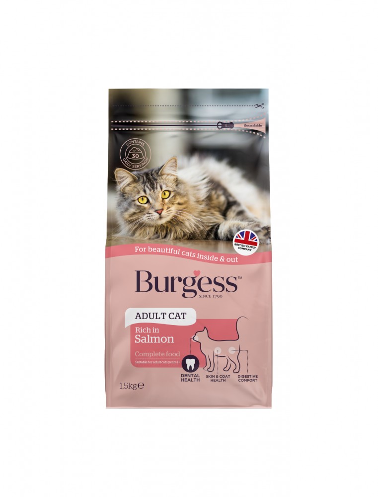 (exp: 05 May 2026) Burgess Cat 1.5kg Scottish Salmon Adult Dry Cat Food