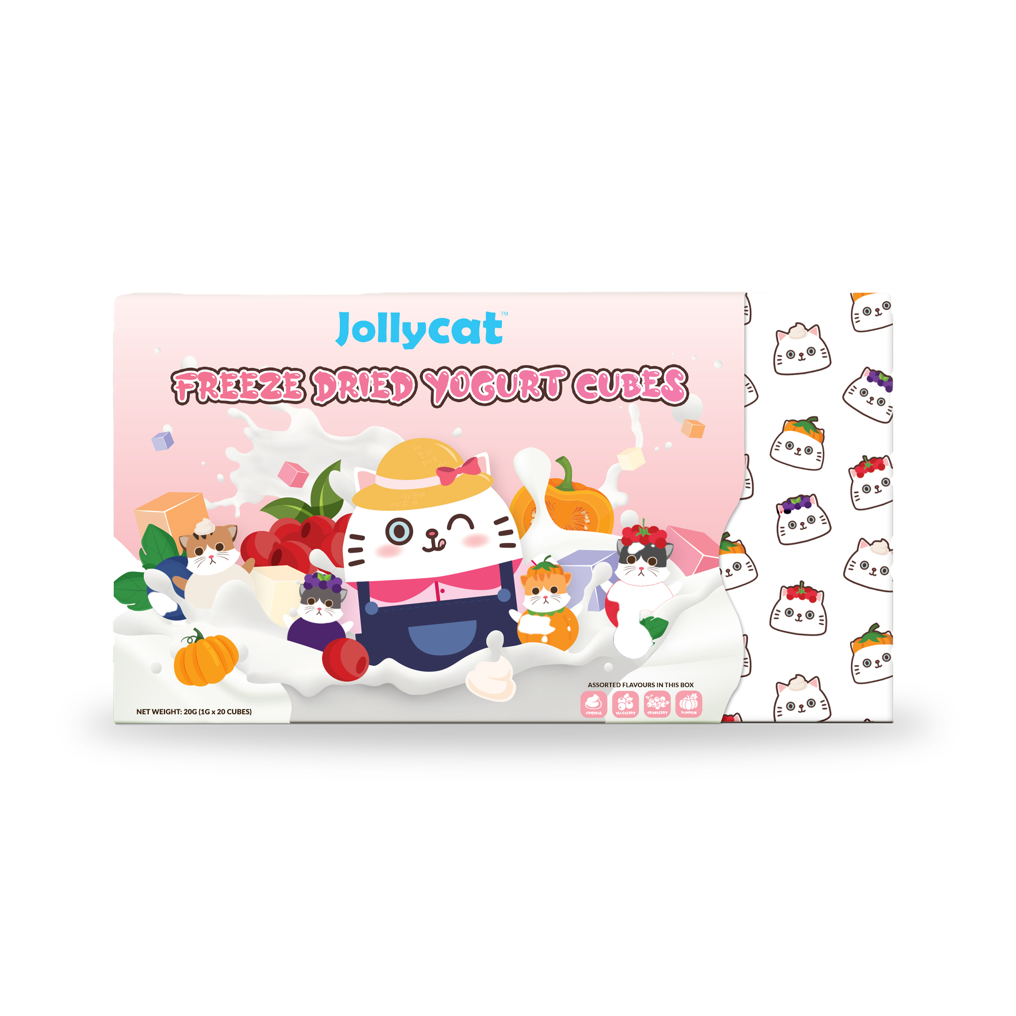 Jollycat Cat 20g Freeze Dried Assorted Flavour Yogurt Cubes Cat Treat (1g X 20 Cubes)