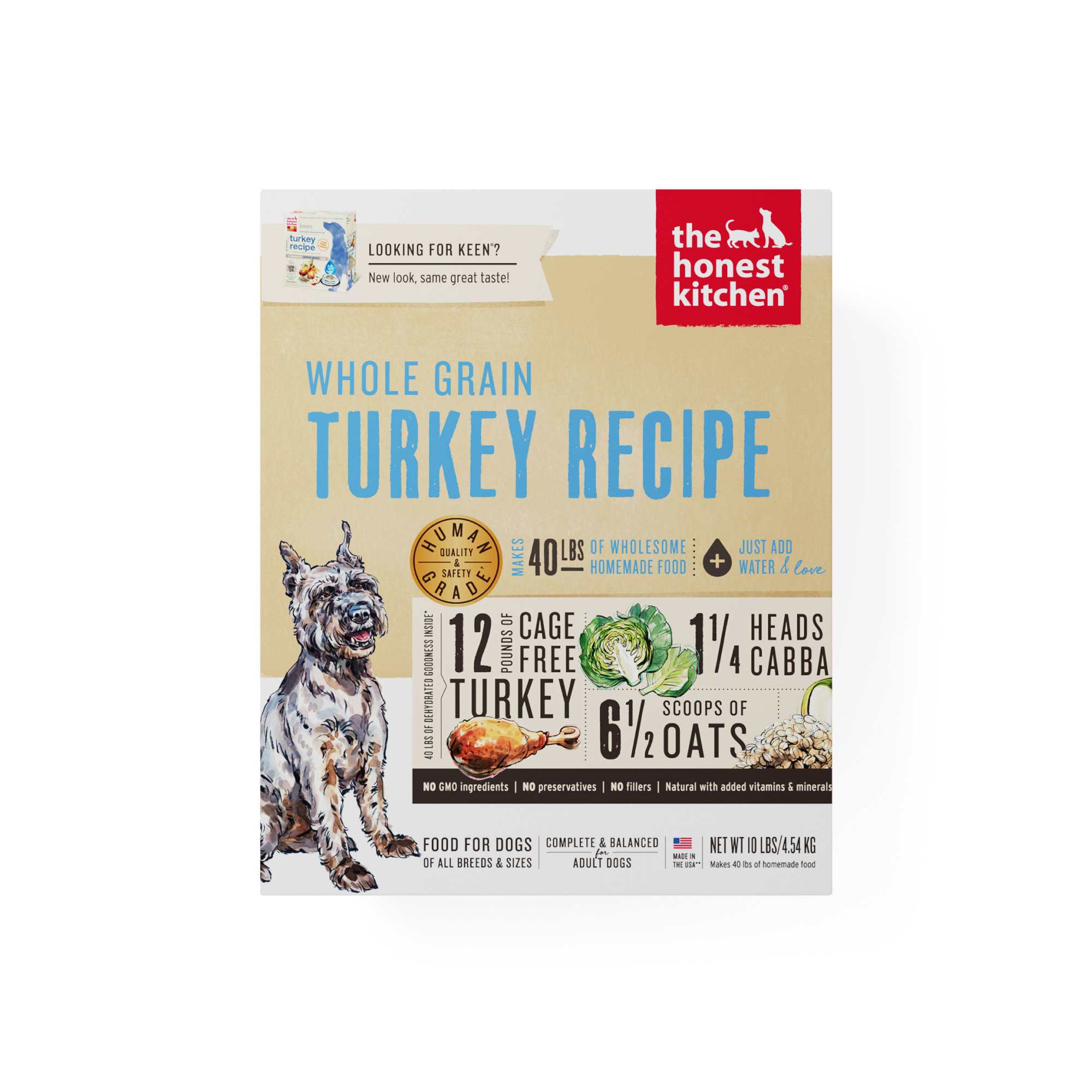 The Honest Kitchen Dog 10lbs Dehydrated Turkey Whole Grain Dry Dog Food