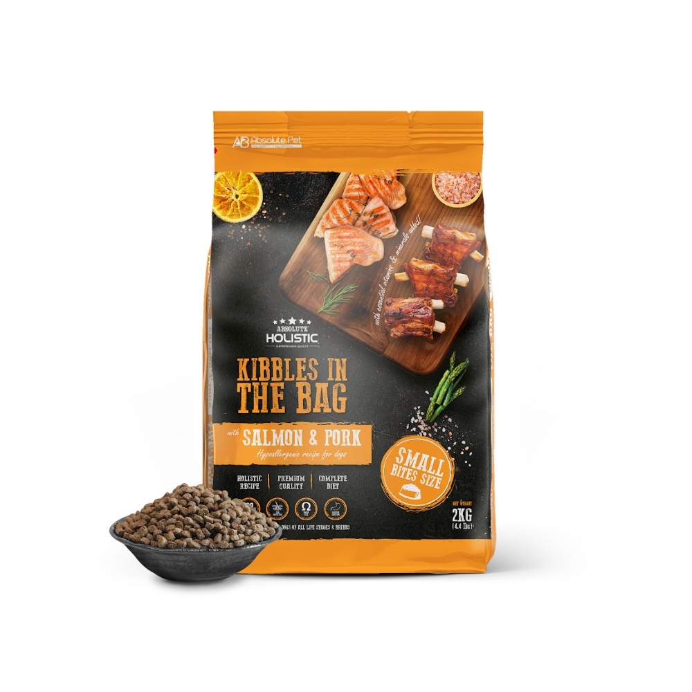 (exp: 20 Nov 2026) Absolute Holistic Dog 2kg Kibbles In The Bag Small Bites Salmon & Pork Dry Dog Food