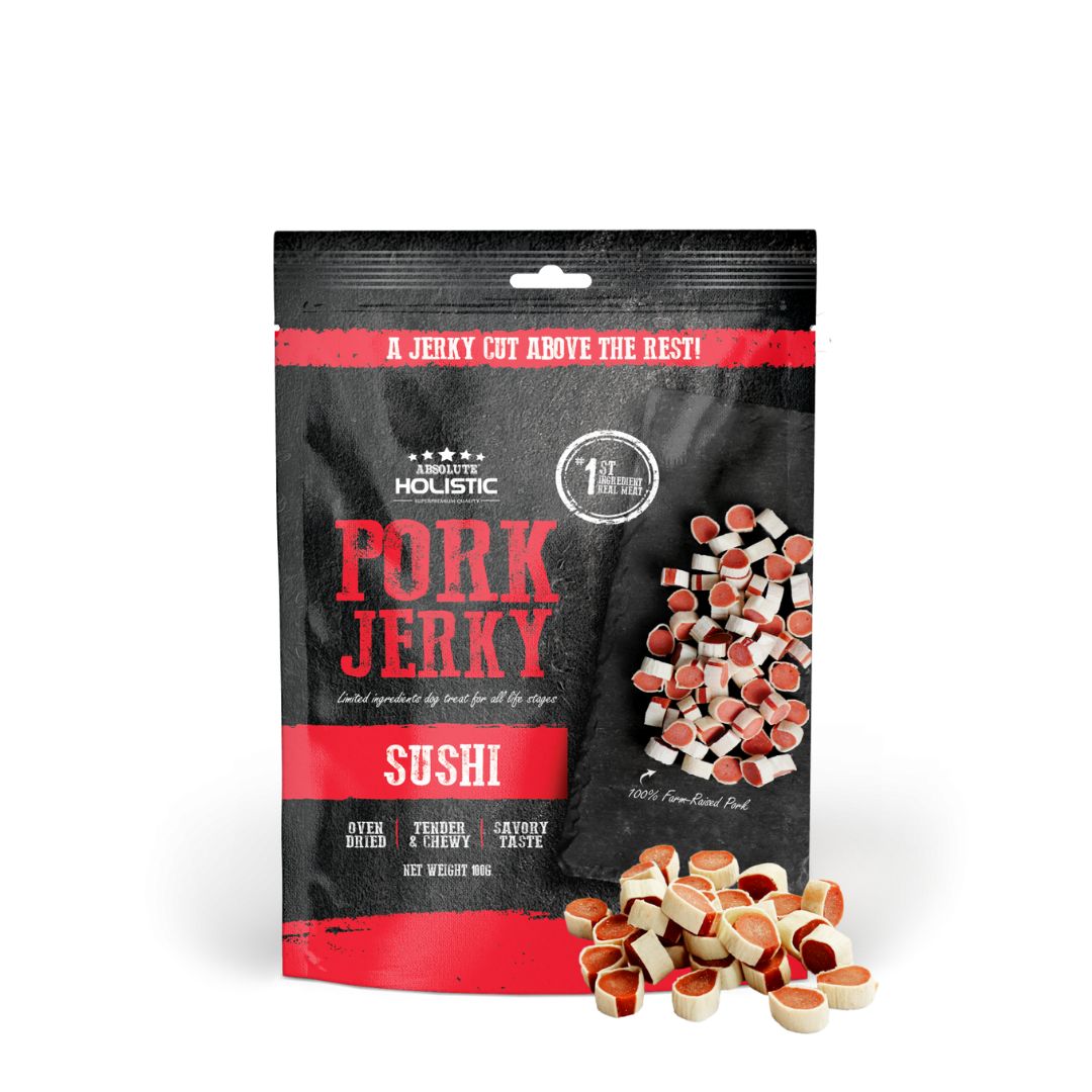 (exp: 15 Dec 2026) Absolute Holistic Dog 100g Jerky Pork Sushi Dog Treat